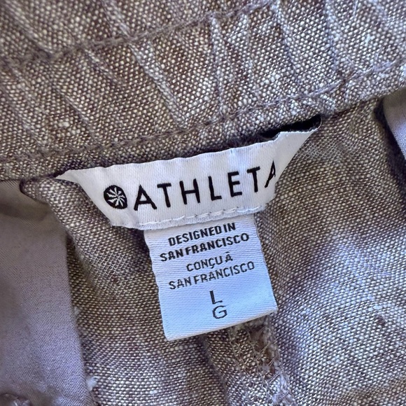 Athleta tall gray pants linen elastic waist and  foot 4 pockets tie size L - Picture 6 of 16